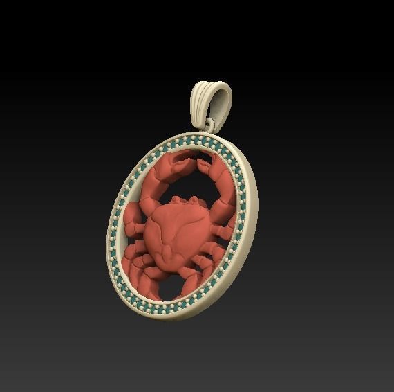 Horoscope Cancer pendant 3D model_2