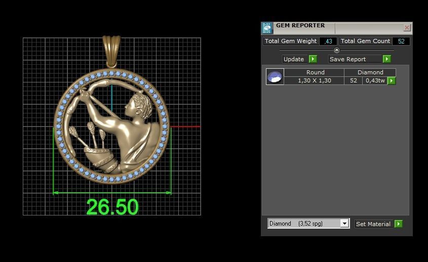 Horoscope Sagittarius Pendant 3D model_9