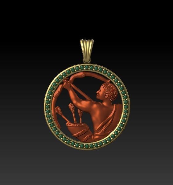 Horoscope Sagittarius Pendant 3D model_4