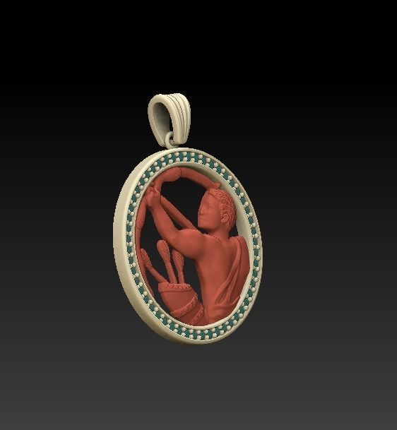 Horoscope Sagittarius Pendant 3D model_2