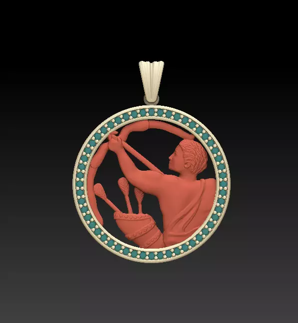 Horoscope Sagittarius Pendant 3D model_0