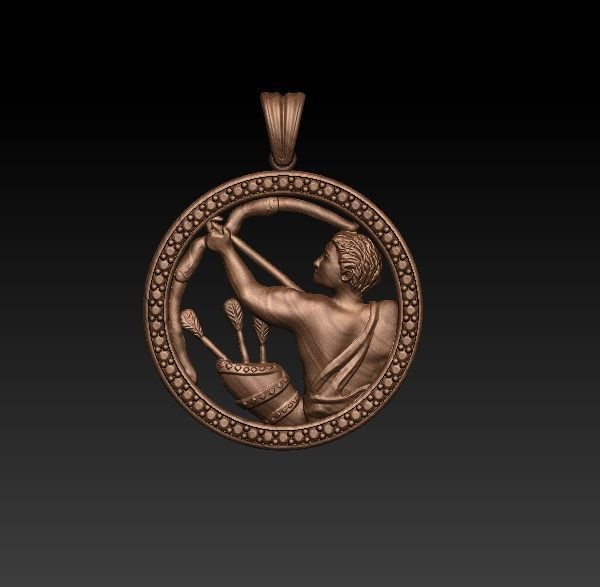 Horoscope Sagittarius Pendant 3D model_8