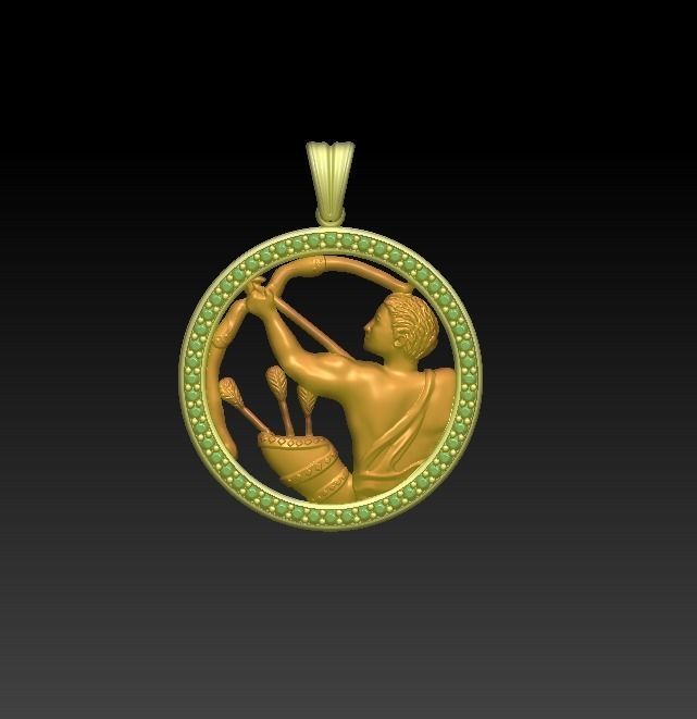 Horoscope Sagittarius Pendant 3D model_7