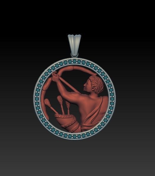 Horoscope Sagittarius Pendant 3D model_5