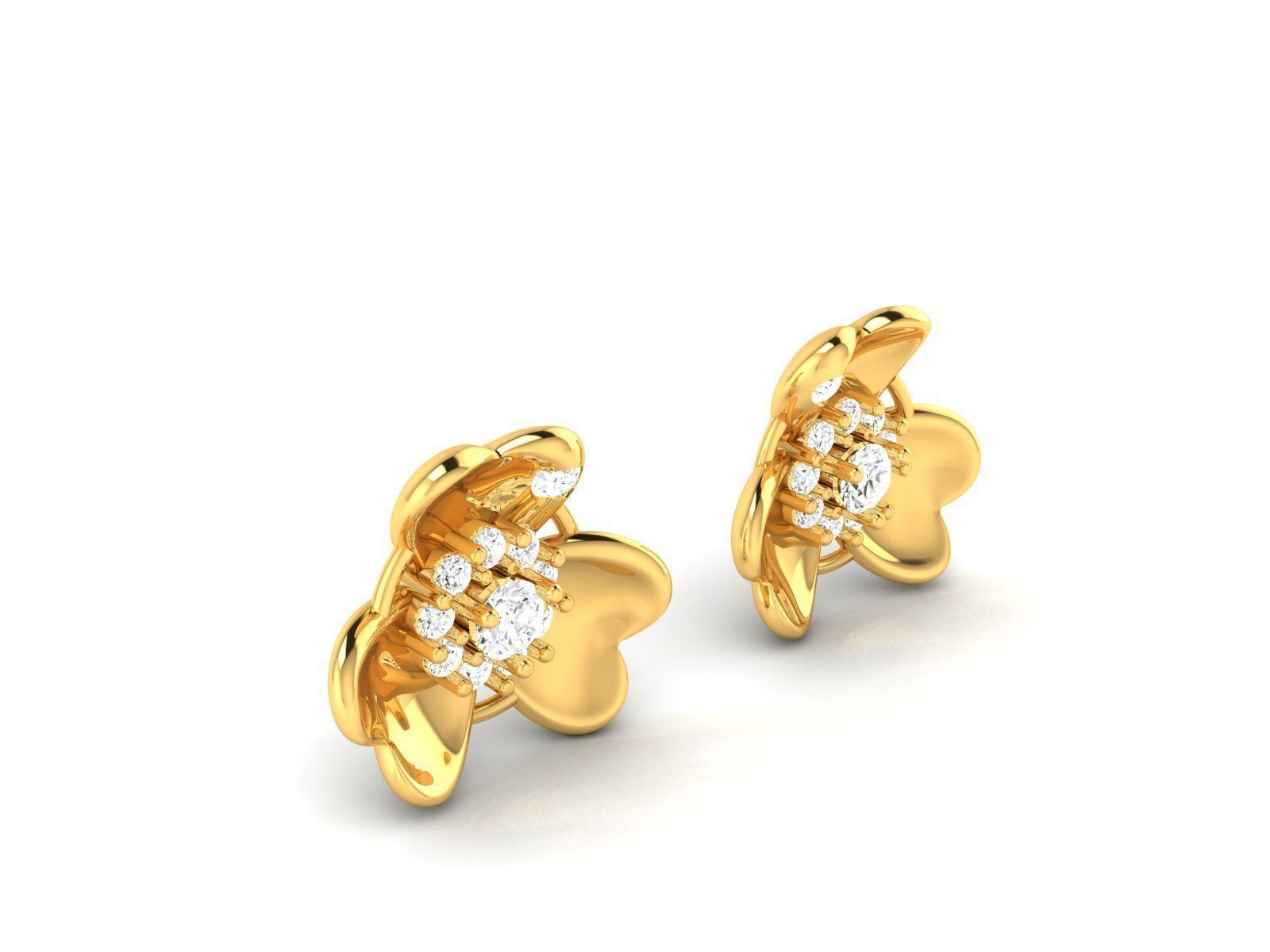 Diamond Classic Heart Earrings 3D print model_5