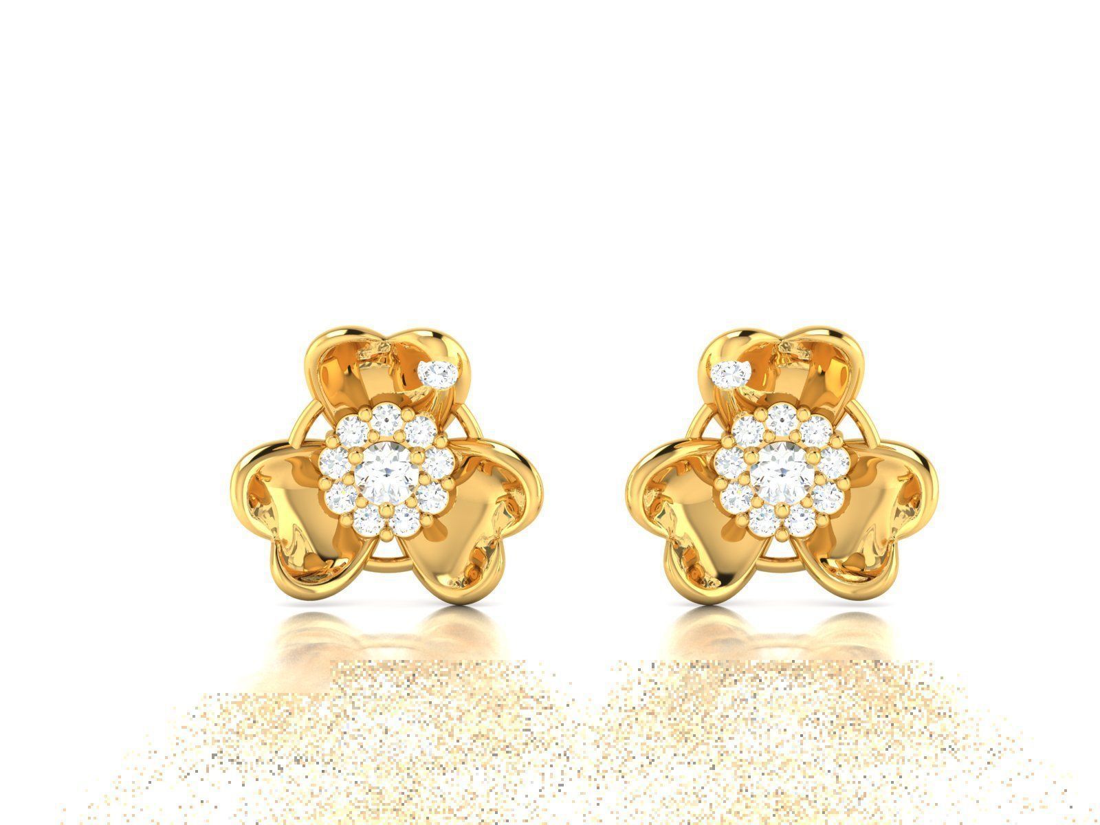 Diamond Classic Heart Earrings 3D print model_1