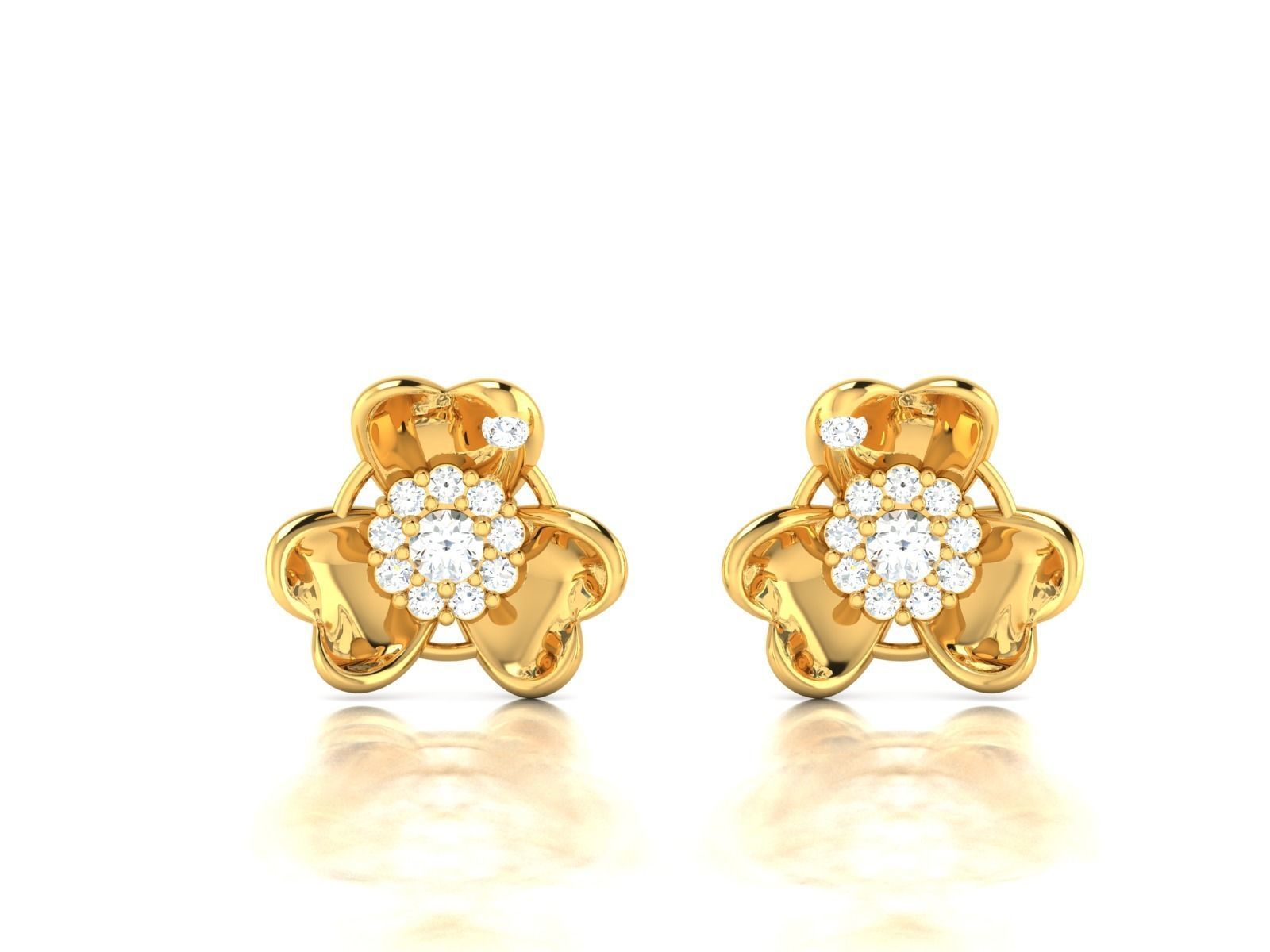 Diamond Classic Heart Earrings 3D print model_2