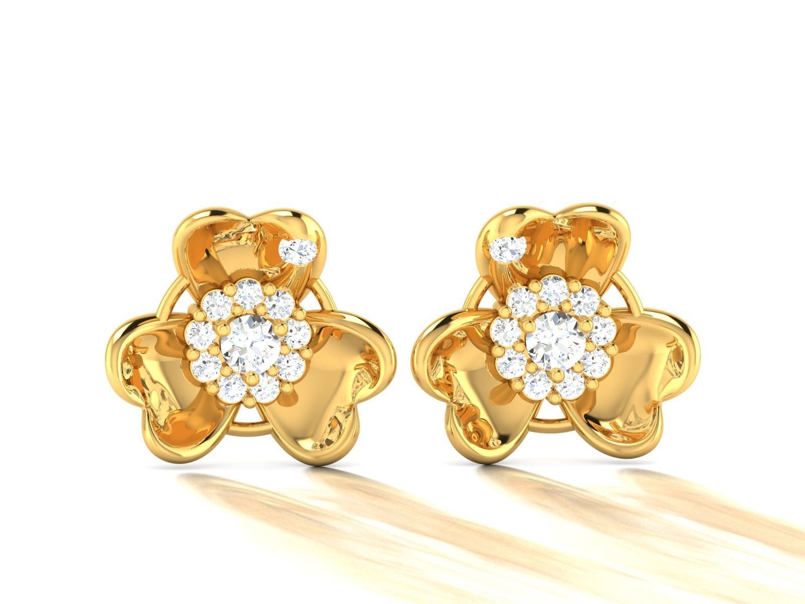 Diamond Classic Heart Earrings 3D print model_7
