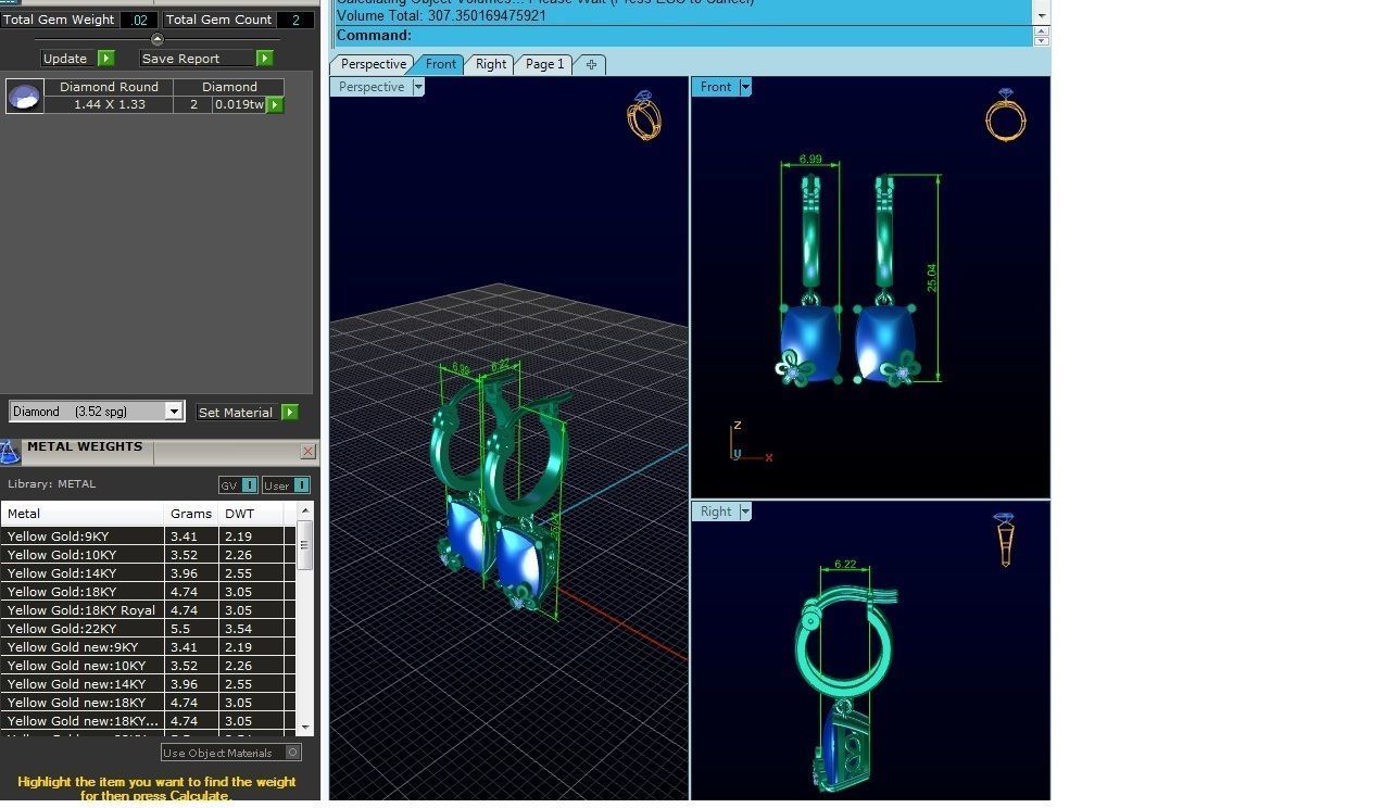 Diamond Classic Earrings 3D print model_4