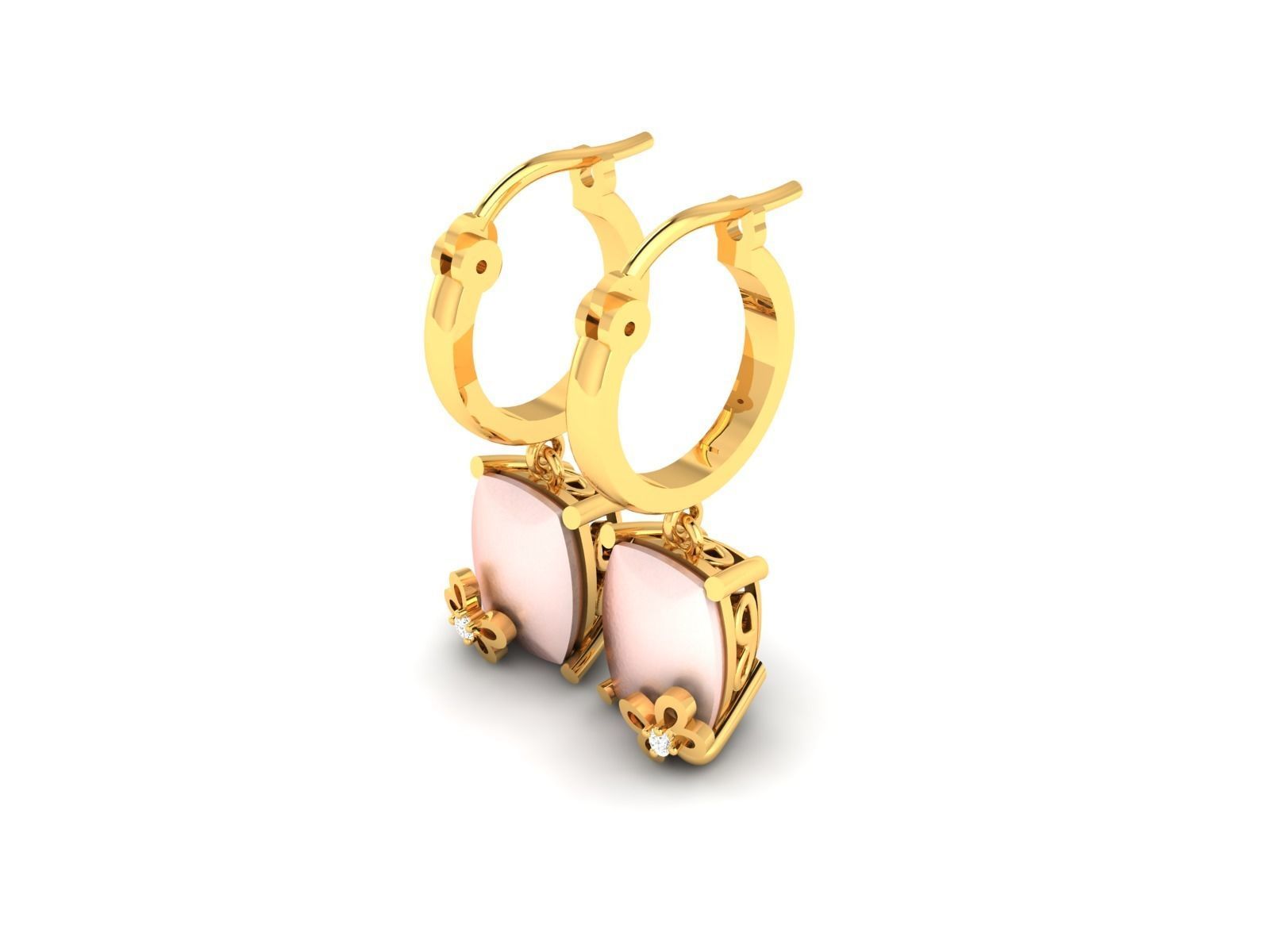 Diamond Classic Earrings 3D print model_1