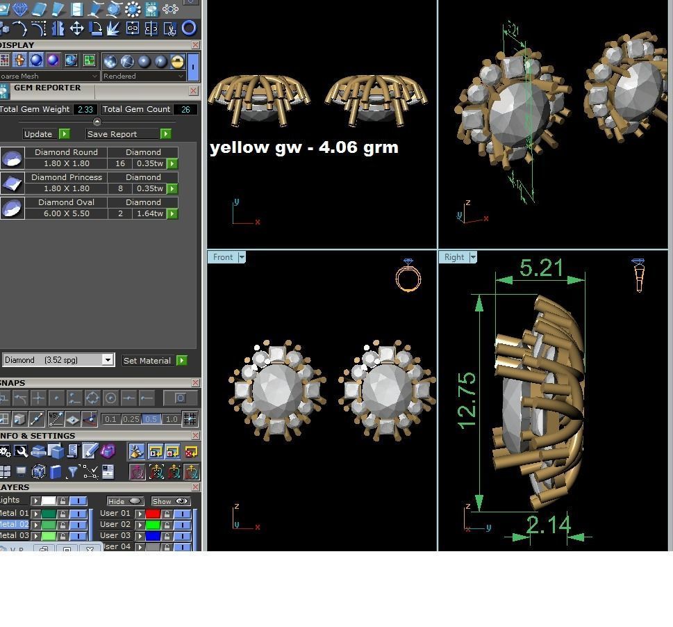 Diamond Classic Earrings 3D print model_8