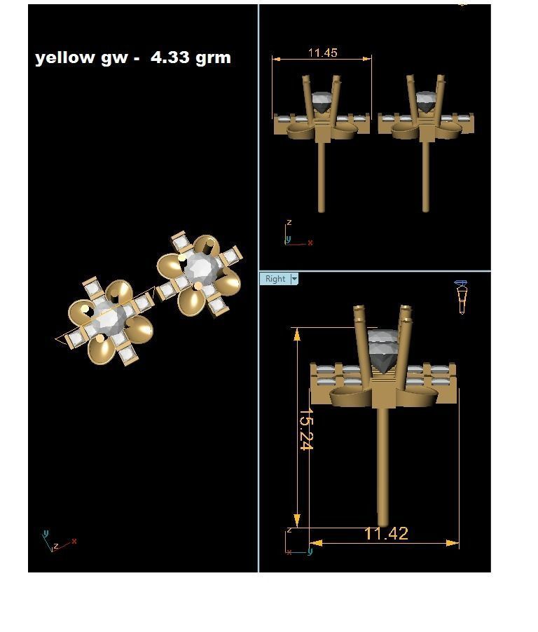 Diamond Classic Earrings 3D print model_13