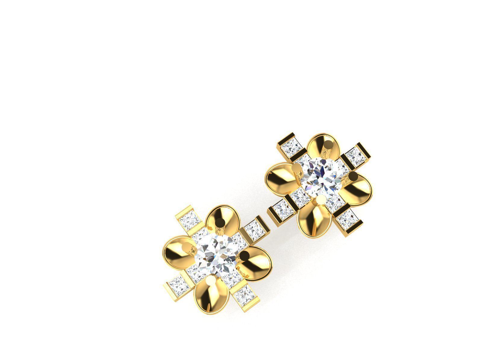 Diamond Classic Earrings 3D print model_7