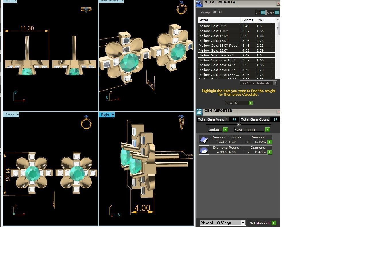 Diamond Classic Earrings 3D print model_5