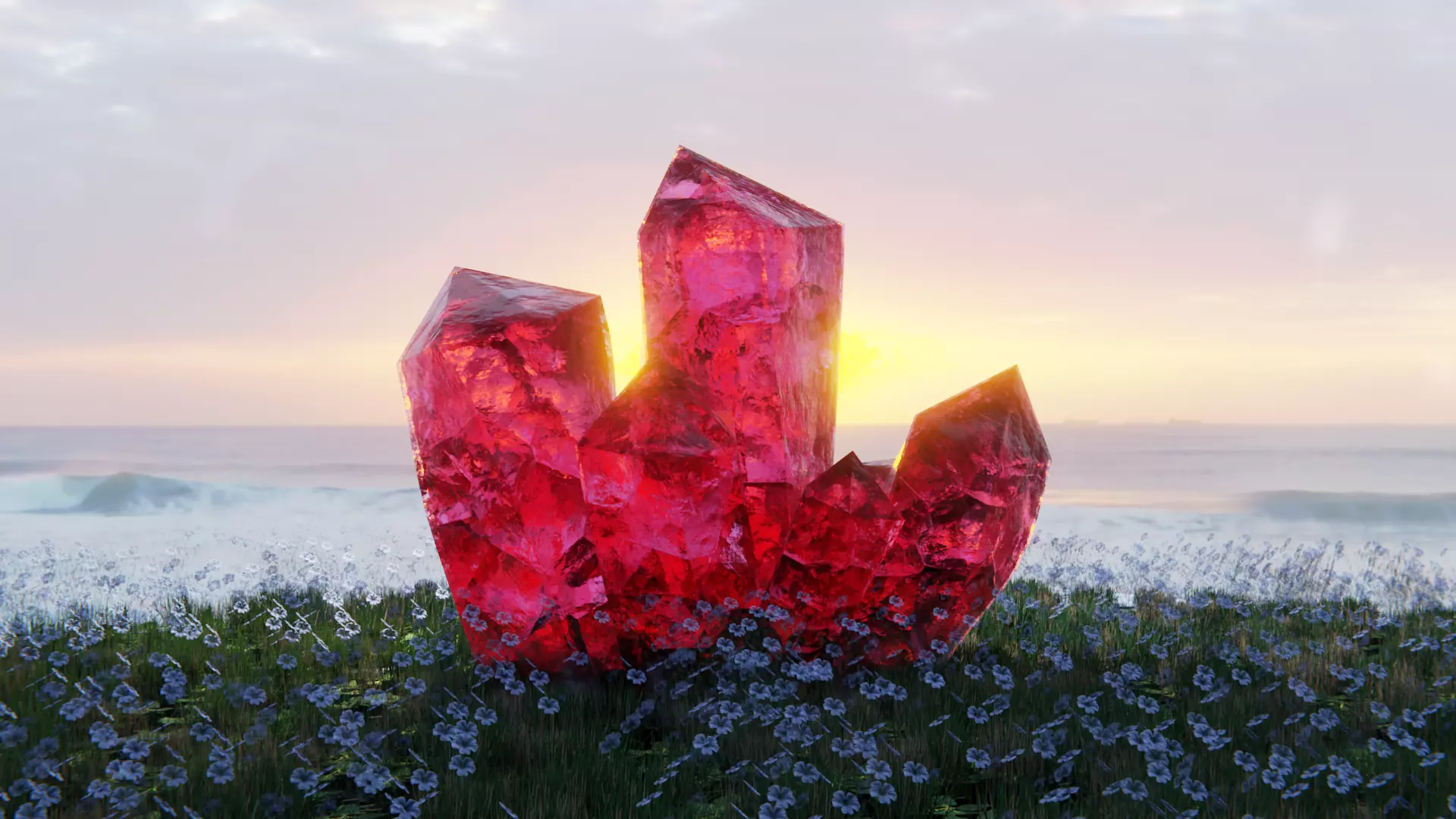 Crystal pack Low-poly 3D model