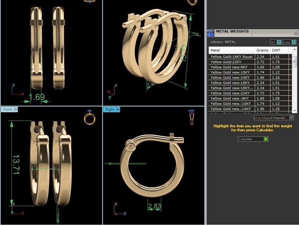 Diamond Classic Earrings 3D print model_6