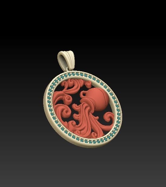 Horoscope Acuario Pendant 3D model_1