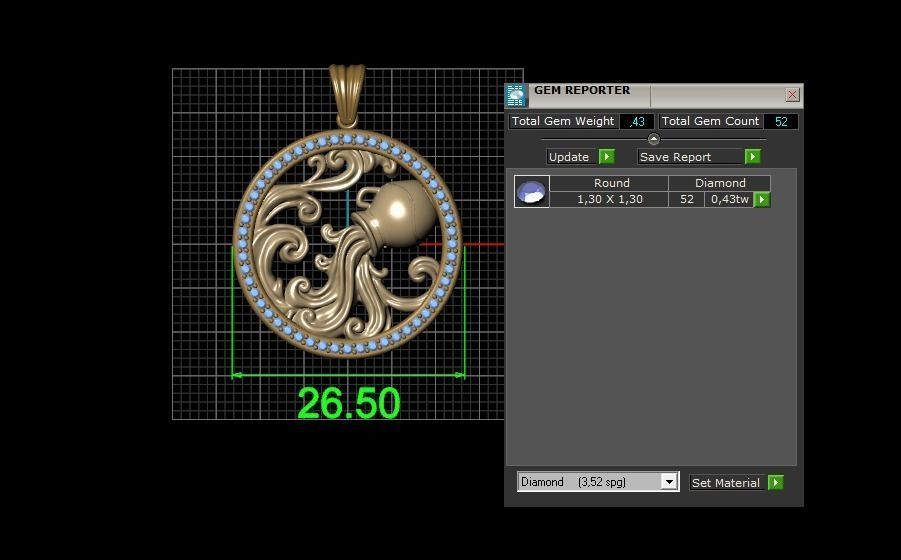 Horoscope Acuario Pendant 3D model_9