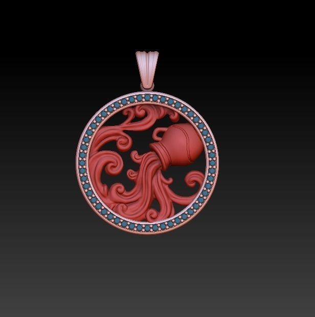 Horoscope Acuario Pendant 3D model_3