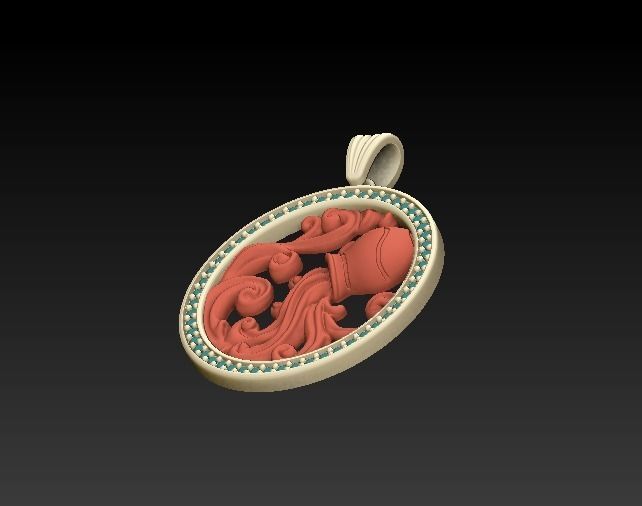 Horoscope Acuario Pendant 3D model_2