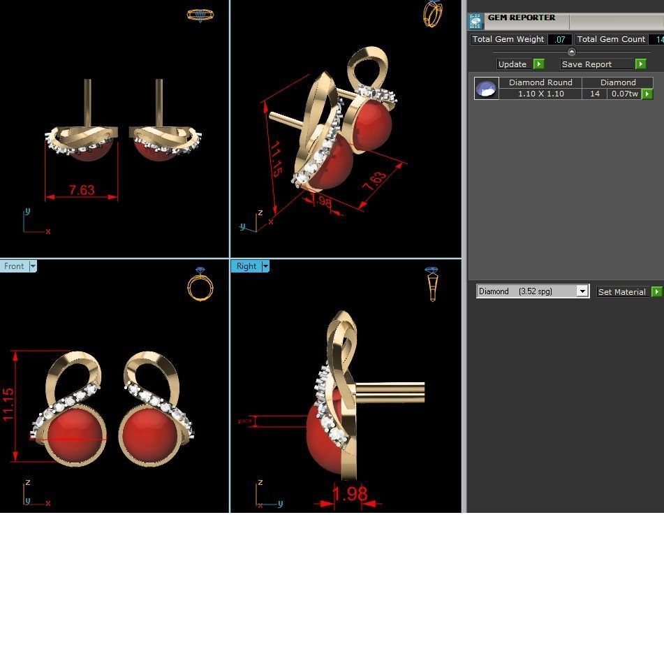 Opal Stone Earrings 3D print model_10