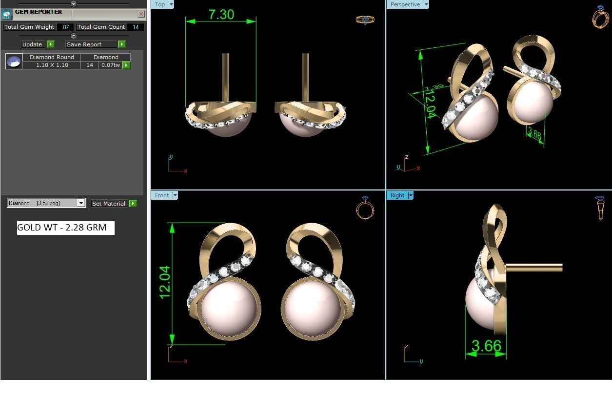 Opal Stone Earrings 3D print model_5