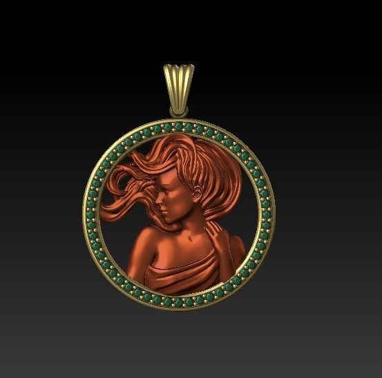 Horoscope Virgo Pendant 3D model_4