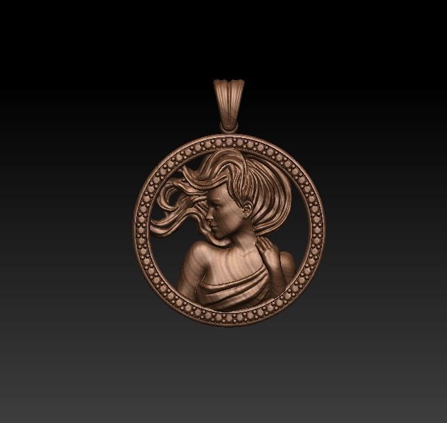 Horoscope Virgo Pendant 3D model_8