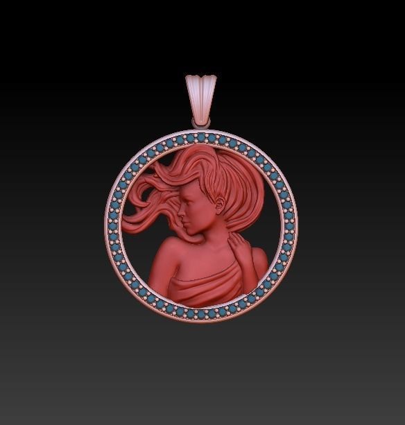 Horoscope Virgo Pendant 3D model_3
