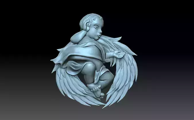 Little angel with wings 3D print model