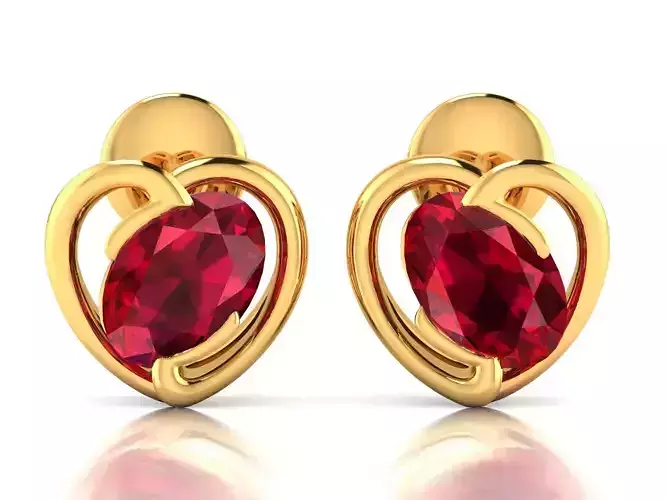 Diamond Heart Oval Diamond Earrings 3D print model