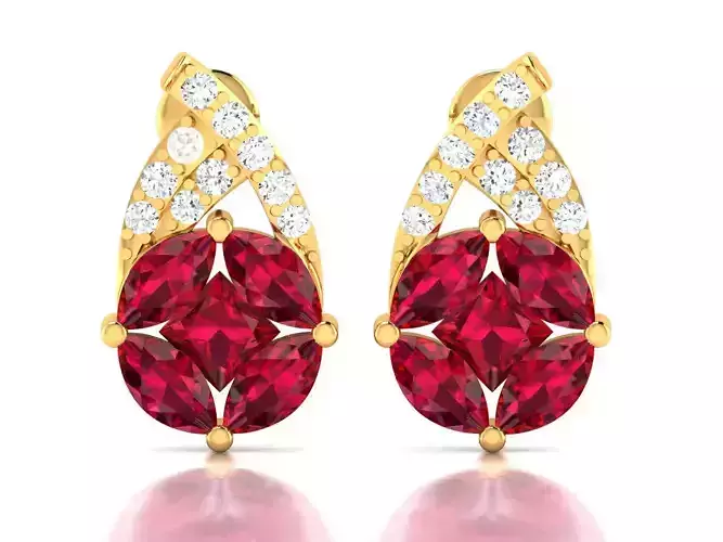 Diamond Marquise Princess Stone Earrings