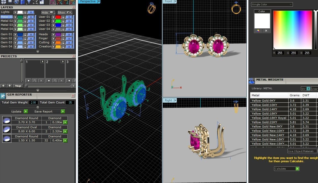 Oval Diamond Earrings 3D print model_11