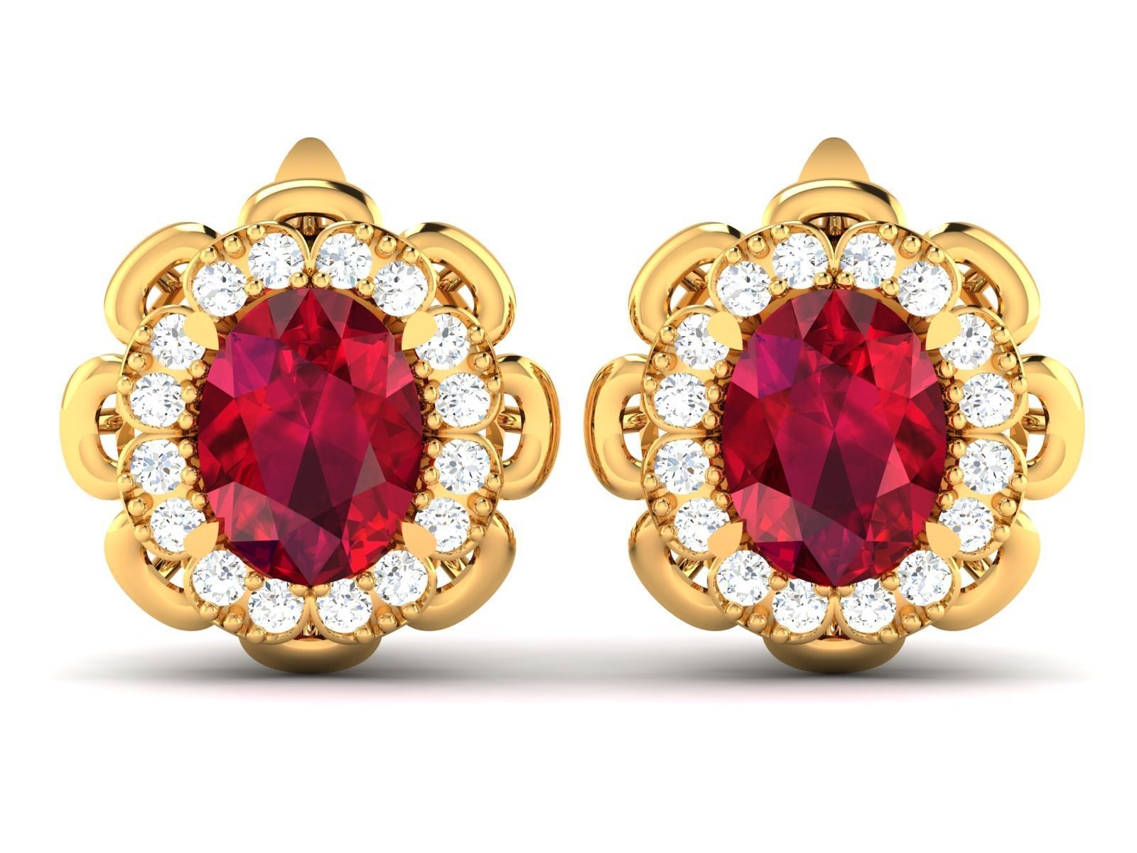 Oval Diamond Earrings 3D print model_1