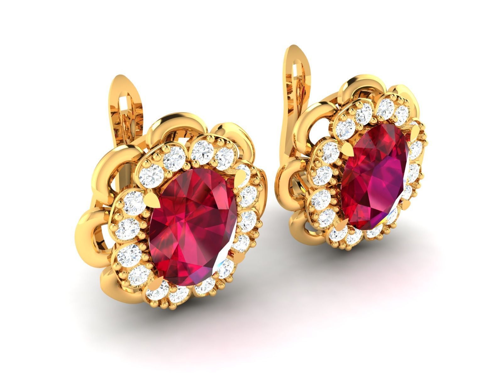 Oval Diamond Earrings 3D print model_2