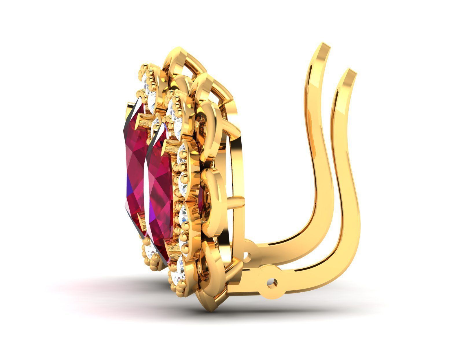 Oval Diamond Earrings 3D print model_9