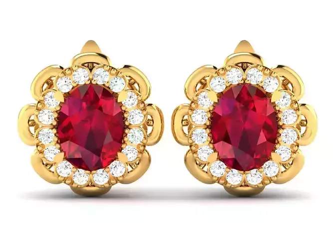 Oval Diamond Earrings 3D print model