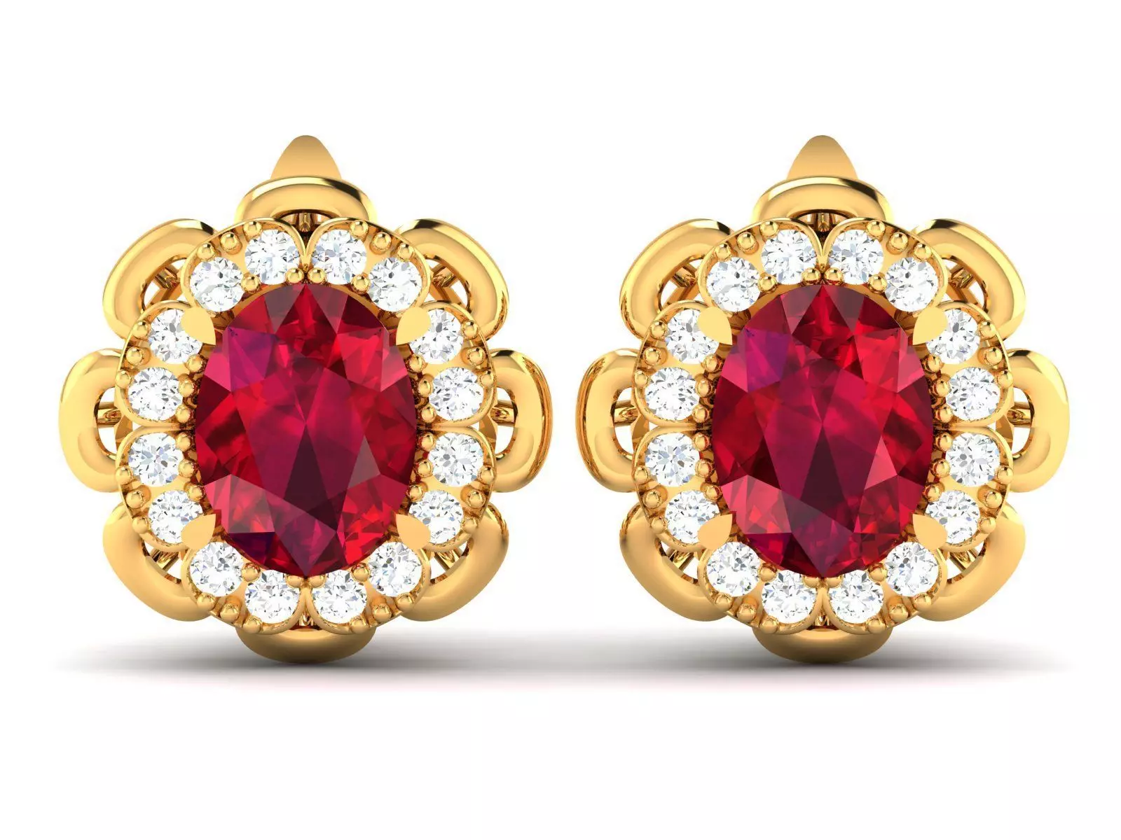 Oval Diamond Earrings 3D print model_0