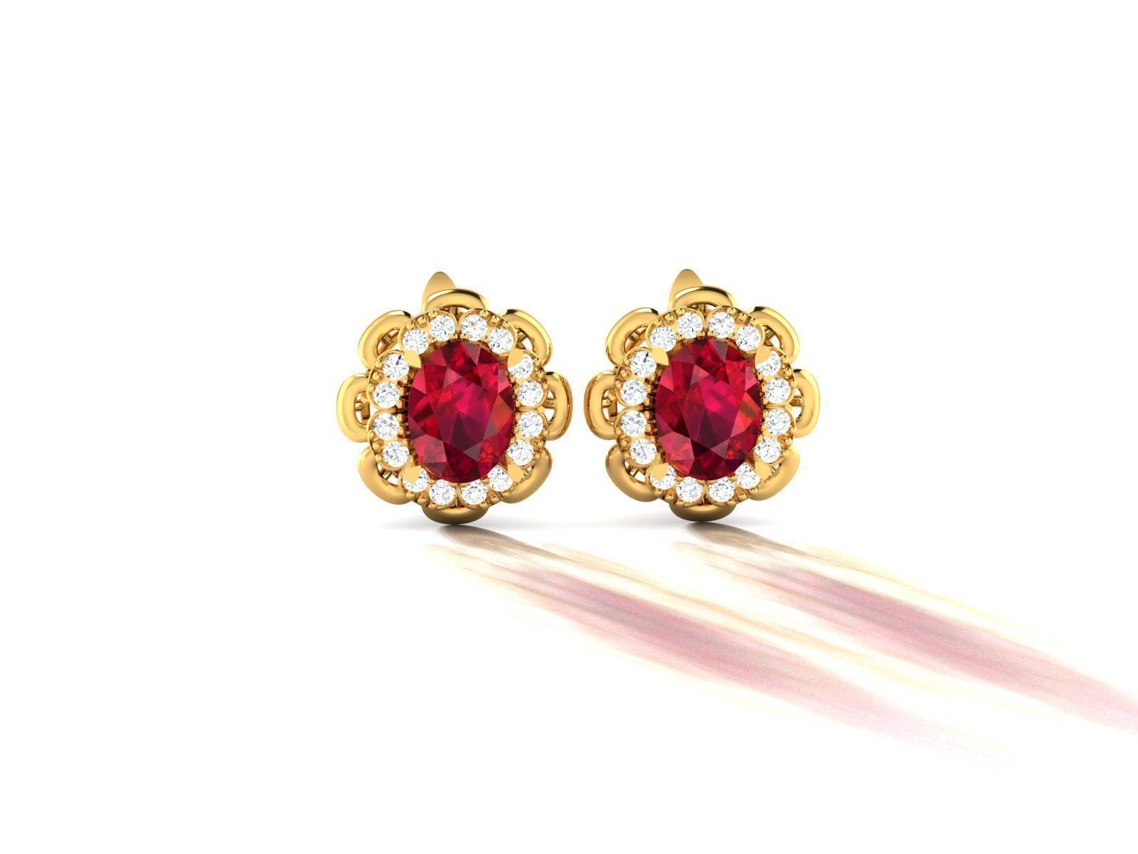 Oval Diamond Earrings 3D print model_5