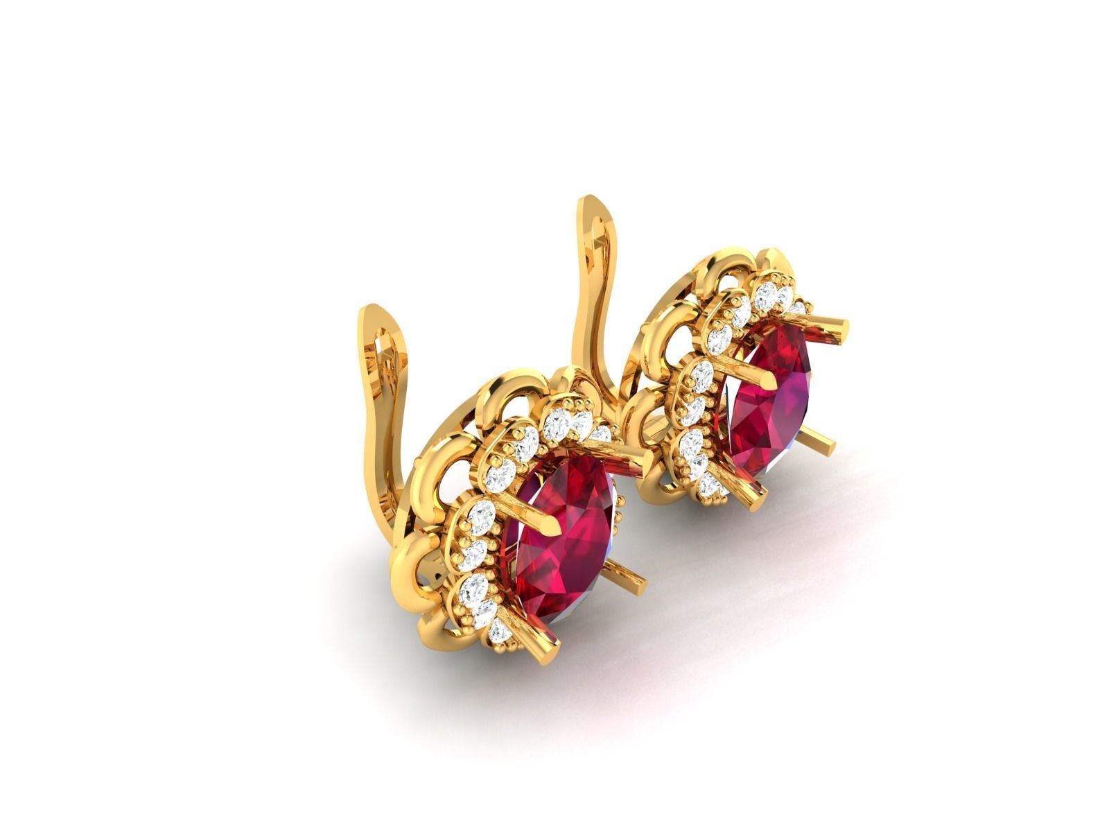 Oval Diamond Earrings 3D print model_4