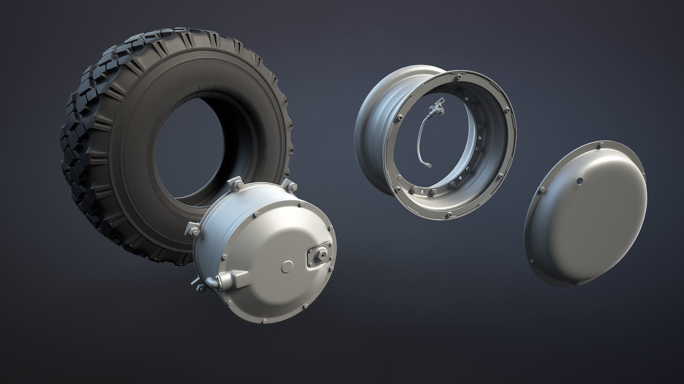 BTR-4 and BTR-3 Wheel Low-poly 3D model_8