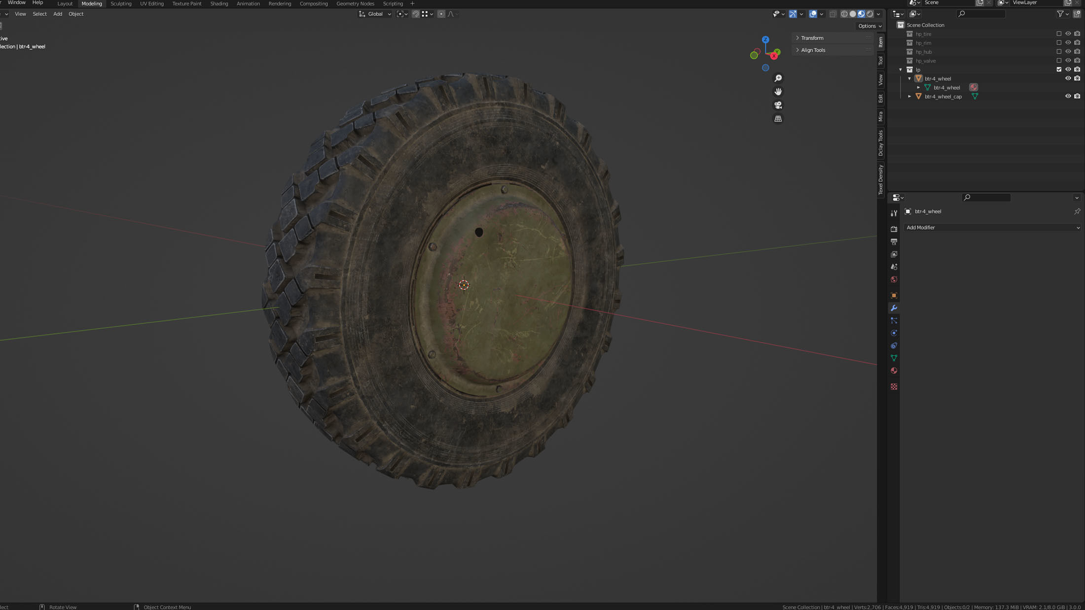 BTR-4 and BTR-3 Wheel Low-poly 3D model_16