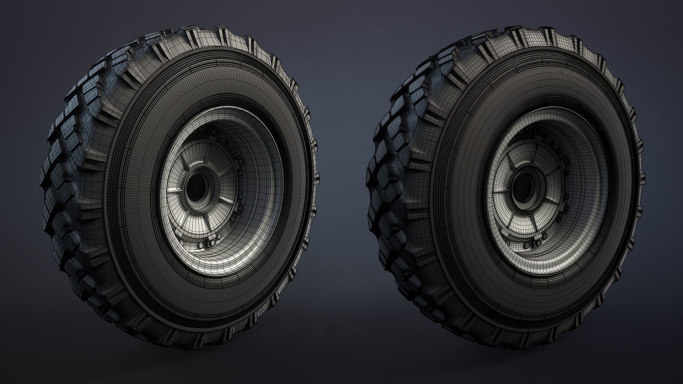 BTR-4 and BTR-3 Wheel Low-poly 3D model_13
