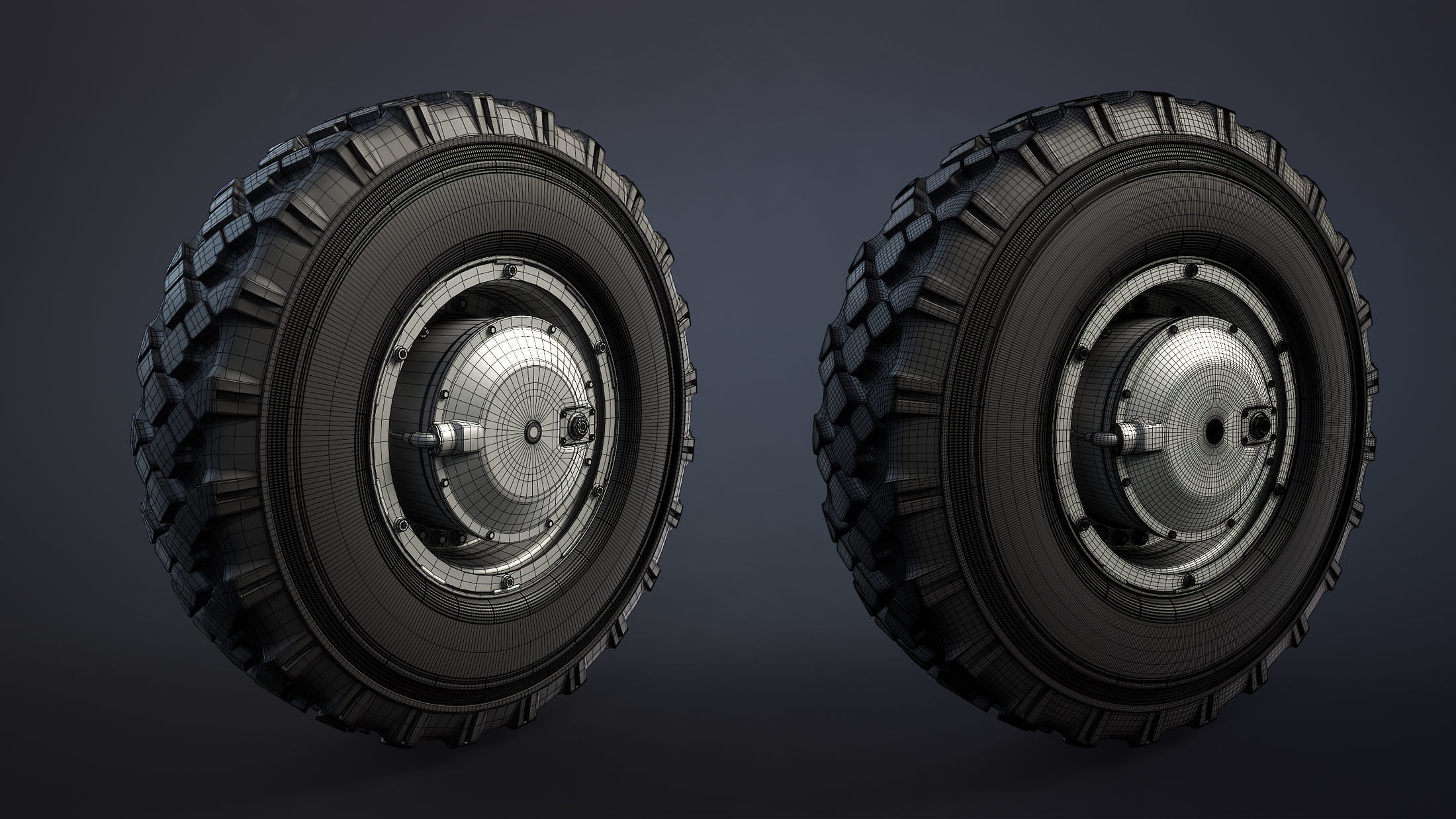 BTR-4 and BTR-3 Wheel Low-poly 3D model_12
