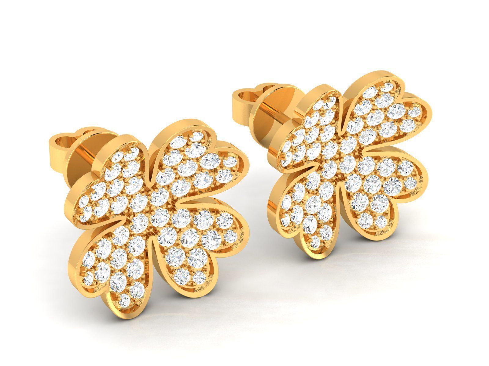 Diamond Heart Earrings 3D print model_2