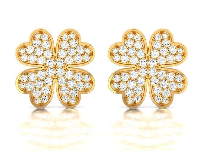 Diamond Heart Earrings 3D print model