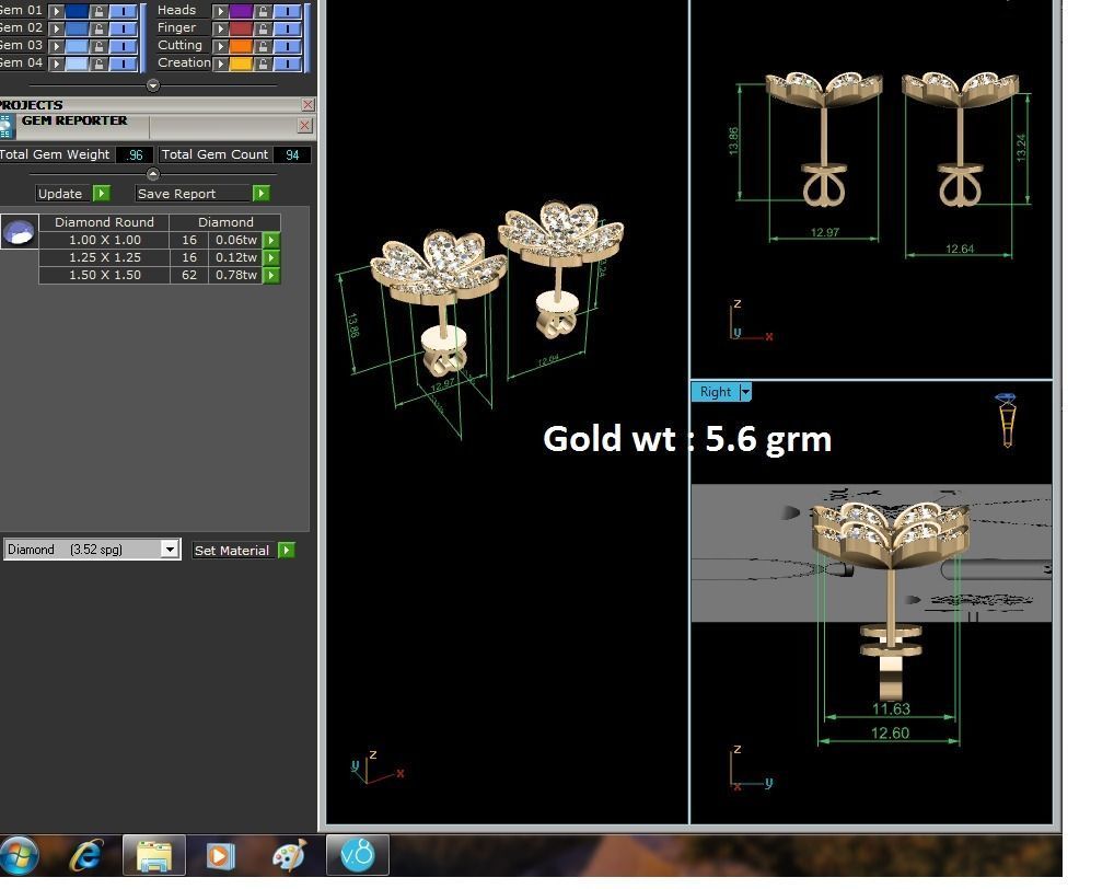 Diamond Heart Earrings 3D print model_5