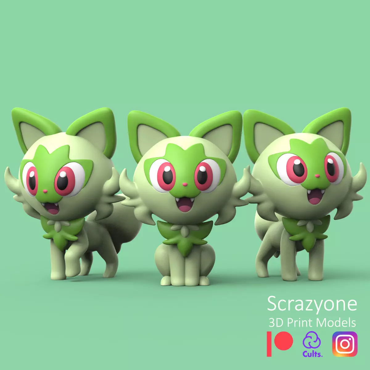 POKEMON - SPRIGATITO PACK 3D print model_0