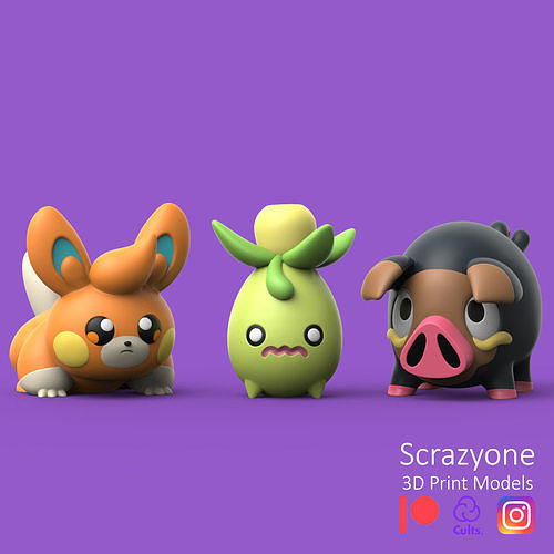 SCARLET AND VIOLET POKEMON - PAWMI LECHONK SMOLIV 3D print model