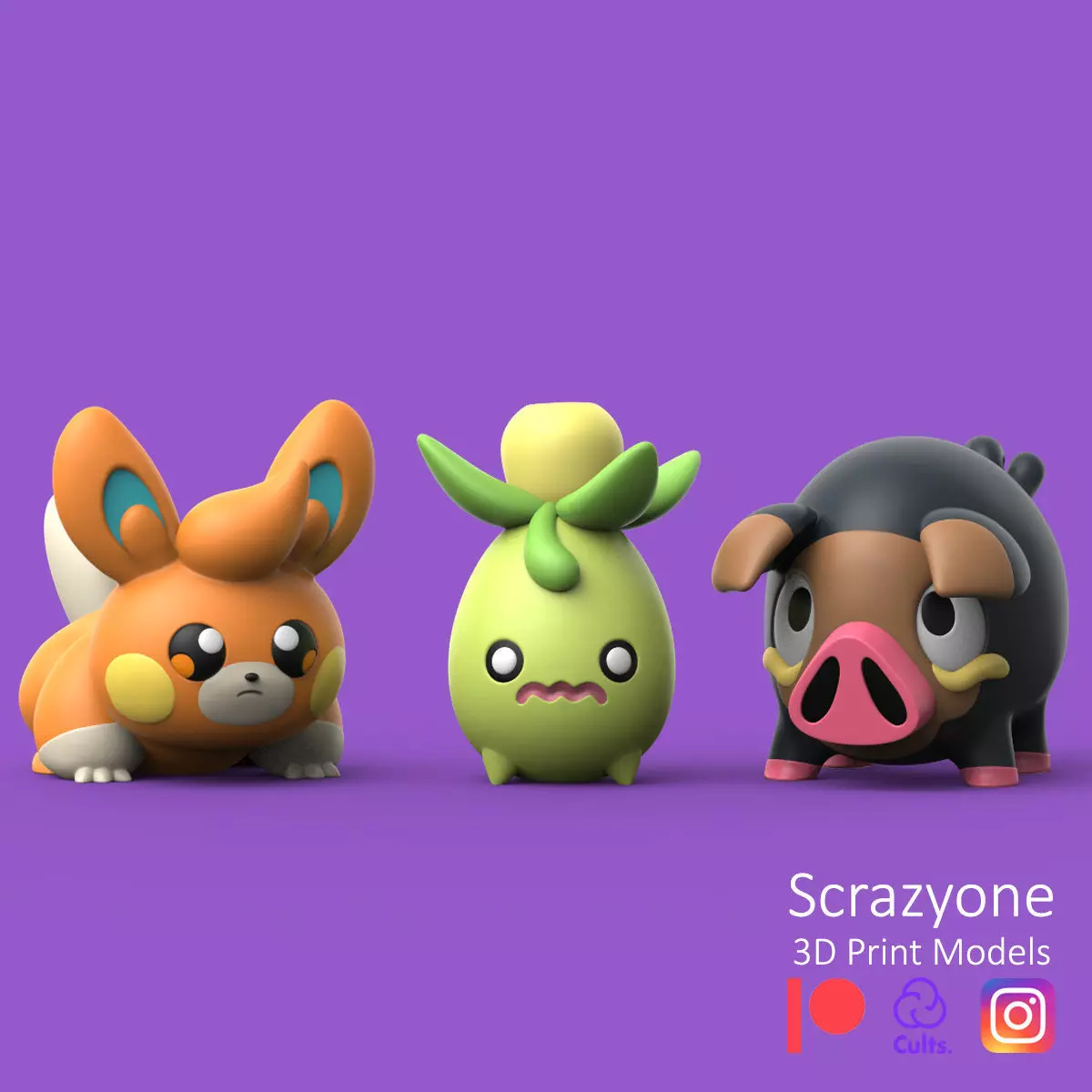 SCARLET AND VIOLET POKEMON - PAWMI LECHONK SMOLIV 3D print model_0